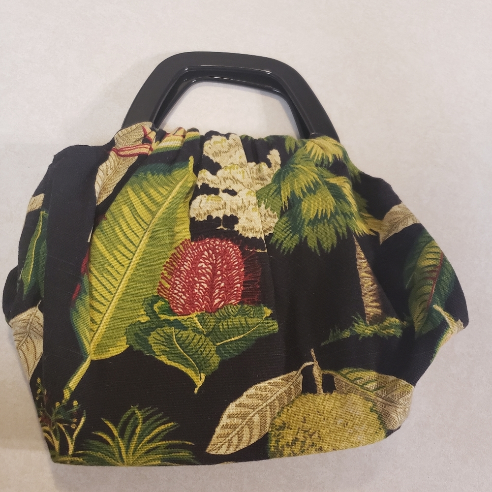 Handmade Jungle/Monkey Tote Purse Black Handles ☆ Canvas ☆ Bottom Studs ☆